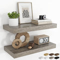 RICHFOCUS 20Inch Floating Shelves for Wall 2 Pack Shelves for Bedroom|Kitchen|Bathroom|Laundry Room Rustic Wood Wall Mounted Shelf with Invisible Brackets for Books|Storage|Decor, Grey