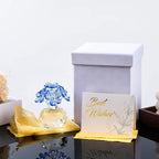 Qianwei Blue Crystal Flowers Figurine - Forget Me Not Gifts Sympathy Glass Flowers Collectible Figurines Decor Paperweight Ornament Home Office Table Desk Decorations