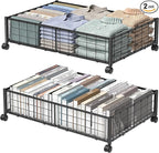 Under Bed Storage with Wheels, 360° Rotating, No-Assembly Underbed Storage Containers, 2PACK