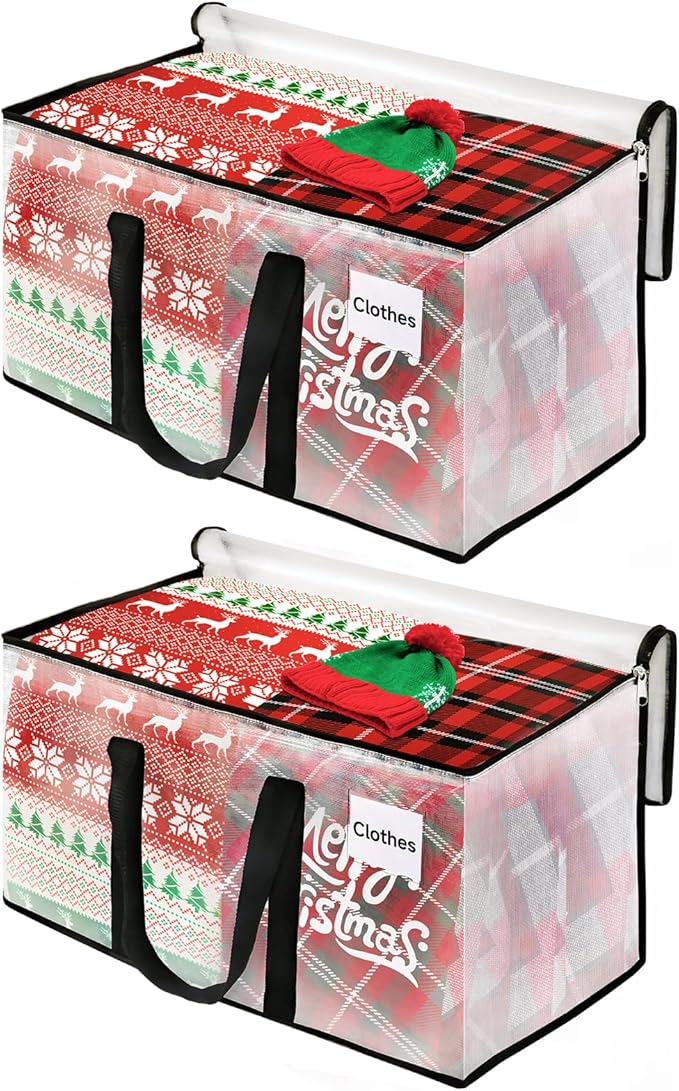 BlissTotes Moving Bags, 93L 2-Pack Storage Bags, Moving Box Heavy Duty Extra Large, Moving Totes with Zipper, Reinforced Handles Boxes for Packaging Moving, Decorative Wreath Storage