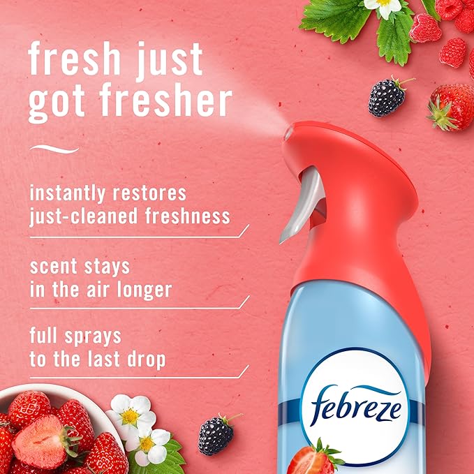 Febreze New & Improved Air Mist, Berry & Bramble Air Freshener, Home and Kitchen Essentials, Odor Fighting Room Spray (Pack of 6)