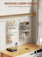 6 Tier Closet Hanging Organizer, Metal Closet Organizers and Storage with 4 Hanging Hooks 4 S-Hooks for Wardrobe Laundry Room, Wire Storage Shelf for Clothes Sweaters Pants (White)