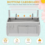 Bedside Storage Caddy/Bedside Hanging Storage Bag for Headboards Bunk Beds Dorm Rooms Book Phone Magazine Holder (Grey)