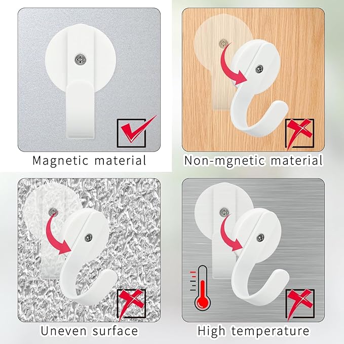 Linwnil Magnetic Wreath Hanger Wreath Holder Wreath Hanger Hook for Metal Front Door for Christmas Decorations (White-4pcs)