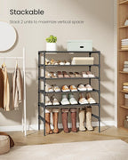 SONGMICS Shoe Rack, 3-Tier Shoe Storage Organizer, Space-Saving, 11.7 x 24.5 x 21 Inches, Entryway, Metal Frame, Non-Woven Fabric Shelves, Ink Black ULSH023BH01