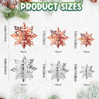 OuMuaMua Winter Christmas Snowflake Decorations Indoor, 36PCS 3D Silver Rose Gold Snowflakes Christmas Hanging Ornaments for Home Xmas Christmas Holiday Winter Wonderland New Year Party Decor Supplies