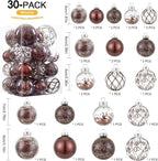 Wironlst Christmas Ball Ornaments Shatterproof Clear Large Plastic Hanging Ball Decorative Baubles Set with Stuffed Delicate Decorations (Multi-Siz, Brown)