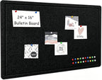 Cork Board Alternative, Decorative Foldable Felt Bulletin Board 24 * 16 Inches, Alternative Photo Board Self-Adhesive Vision Board, Decorative Pin Board (Rectangle Black)