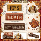 Moucuny 4 Pcs Fall Decorations for Home Wooden Turkey Decor Thanksgiving Tiered Tray Decor Thanksgiving Table Centerpiece Rustic Wooden Turkey Time Block Sign for Autumn Harvest Party Kitchen Shelf