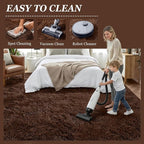 8x10 Area Rugs for Living Room Bedroom: Ultra Soft Fluffy Shag Rug Upgrade Non-Slip Non-Shedding Large Fuzzy Plush Carpet Indoor Floor Carpets for Kids Room Playroom Nursery Dorms Home Decor Brown