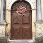 Patriotic Wreaths for Front Door, New 250th Anniversary Decorations, 4th of July Decorations Outdoor, Handcrafted Memorial Day Wreaths, Festival Celebration USA Flag Printed Wreath (A)