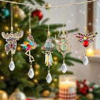 5Pcs Hanging Ornaments for Christmas Tree Mix Color Christmas Decor Metal Animal Pendant Xmas Wedding Party Gifts Crystal Suncatchers Indoor Home Decor