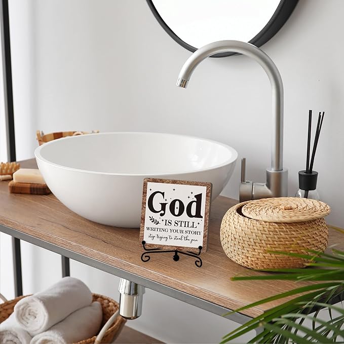 Home Decor, Farmhouse Shelf Decor For Living Room, Boho Aesthetic Table Decorations, Christian Gifts For Women Men, Entryway Tv Stand Fireplace Mantle Coffee Table Decoration (story-04)