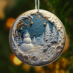 Jabihome Christmas Ornaments 2025, Exchange for Women, Men, Collectible Dated Year Ornaments for Tree, Unique Acrylic Suncatcher, Printed Stained Glass Effect Decor (Snowman Stars)