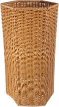 BESTOYARD Woven Umbrella Stand for Entryway Handmade Umbrella Holder with Tray Freestanding Cane Stand Rattan Flower Vase Dried Flower Pot Umbrella Rack, 39.5X21CM, Khaki