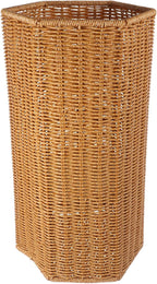 BESTOYARD Woven Umbrella Stand for Entryway Handmade Umbrella Holder with Tray Freestanding Cane Stand Rattan Flower Vase Dried Flower Pot Umbrella Rack, 39.5X21CM, Khaki
