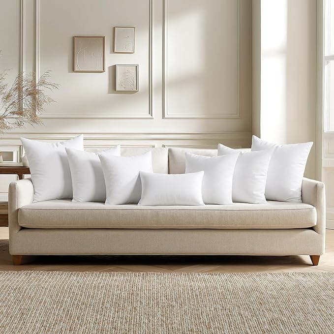 MIULEE Throw Pillows Inserts, Pack of 4 26x26 Inch 100% Virgin Fiber Filling Bed Couch Pillows