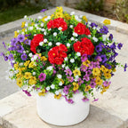 Fake Artificial Silk Flowers for Outdoors with Realistic UV Resistant, Faux Plants for Outside Indoor, Home Patio Garden Back Yard Front Poch Decor Spring Summer(12 Bunches)