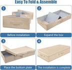 Underbed Storage Containers Bin with Lids (Set of 2) Large Under Bed Storage Organizer Box with Handle, Foldable Under the Storage Bags for Organizing Clothes, Shoes, Blankets, Pillows-Khaki