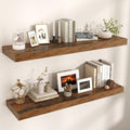 Venusmiles Floating Shelves for Wall, 48" W x 12" D x 2" H, 2 Pack of Long Wall Mounted Engineered Wood Shelves with Invisible Brackets for Living Room, Bedroom, Bathroom, Kitchen Decor, Brown