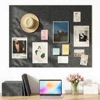 Aothia Felt Bulletin Board Tiles for Wall, 12 Pack Large 48" x 36", Felt Wall Tiles Cork Board Alternative, Adhesive Bulletin Board Tiles for Office, Classroom & Home, Charcoal Gray