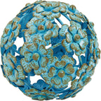 Everydecor Metal Decorative Sphere for Home Decor - Decorative Balls for Shelves, Centerpiece Bowls, Bookshelf - Decoration Orbs Accents for Living Room, Bedroom - Antique Blue Shelf Spheres