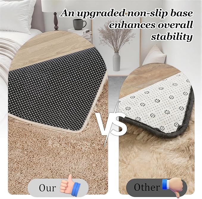 Fluffy Area Rugs 9x12 Living Room Bedroom: Ultra Soft Shag Rug Upgrade Non-Slip Non-Shedding Large Fuzzy Plush Carpet Indoor Floor Carpets for Kids Room Playroom Nursery Dorms Home Decor Beige