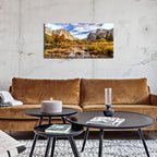 Yosemite Valley Mountain Wall Art Panorama of National Park Canvas Prints Nature Landscape Pictures Wall Decor Fall Stream Forest Painting Artwork for Living Room Bedroom Office Home Decorations
