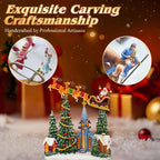 Santa Christmas Snow Globe with Flying Reindeer - Lighted Church Musical Snow Globes Lantern with Swirling Glitter, 8 Classic Songs, 6-Hour Timer, Xmas Gift for Adults and Holiday Decoration