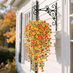 Artificial Hanging Flowers for Outdoors Fake Plants Decoration, 2 Packs Faux Silk Daisy Flower Realistic Outdoor Flowers UV Resistant Porch Patio Window Yard Indoor Spring Decor(Yellow Orange)