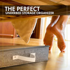 HOMELUX THEORY 2pc Low Profile Under Bed Storage Containers, Thin Under Couch Storage Organizer with Bins & Lids, Underbed Storage Box Ideal for Seasonal Clothes, Blankets, Fabric & Shoes (LightGray)