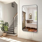 BONEWEI 60x36 inch Large Bathroom Mirror,Black Rectangle Mirror,Wall Mounted Bathroom Frame Vanity Mirror with Round Corner for Bedroom Living Room, Entryway Hangs Horizontal or Vertical