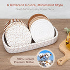 Coasters for Drinks, 12 Pack Coasters, Coaster Set of 6 Color, Suitable for Morhers Day, Gift for Mothers Day Best Choice, Mom Gifts, Brown + Basket, Dining Room Decor, Ditchen Table Decor