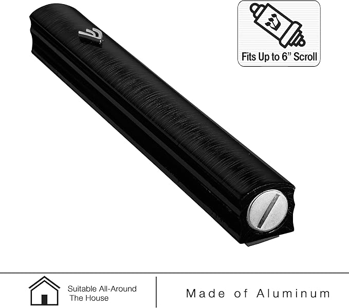 A&S Mezuzot Aluminum Mezuzah Case with 3D Painted Shin Design Easy Peel and Stick Judaica Door Mezuzah for Parchment Scroll (Black, 7 Inches)