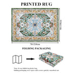 U'Artlines Boho Vintage Area Rug 5x7 Machine Washable Low Pile Soft Floor Carpet Non Slip Non Shedding Accent Rug for Living Room Bedroom Entryway Dining Room Office Green