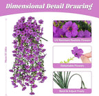 2PCS Artificial Flowers for Outdoors, UV Resistant Fake Silk Flowers for Outside, Realistic Faux Plants for Hanging Baskets, Planters - Porch, Patio, Garden Décor (Purple)