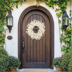 24 Inch Artificial White Forsythia Flower Wreath, Silk & Paper Bridal Floral Wreath for Front Door, Elegant Winter Wedding & Spring Summer Decor, All Season Farmhouse Porch Wall Decor