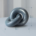 EOSAHR Boho Pine Wood Knot Decor Blue Wooden Chain Link Sculpture for Coffee Table, Bookshelf & Side Table Simple Modern Decorative Knot for Stylish Home Decor