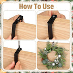 LEIFIDE 4 Pcs Width Adjustable Wreath Hanger for Front Door 1.5-3.78" Large Over the Door 4th of July Decoration Hook 20 Lbs Capacity(Black)