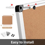 Extra Large Cork Bulletin Board 48" X 48", Silver Aluminum Framed 4'x4' Corkboard for Wall, Wall Mounted Notice Pin Board with 18 Push Pins for School, Home & Office