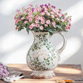 Enra Large Vintage Green Ceramic Vase and Pitcher for Home Decor, 9.7 Inch Rustic Chinoiserie Decorative Vases, Green and Beige Ceramic Vases for Living Room, Kitchen, Office – Large Vases for Decor