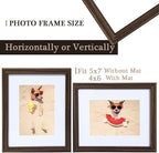 5x7 Picture Frame Walnut,5 x 7 Frames with Mat for 4 x 6 Rustic Wooden Frame 5x7 Photo,Collage Frames with Real Glass for Tabletop & Wall Mounting,5 by 7 Small Puzzle Frame-Home Decor