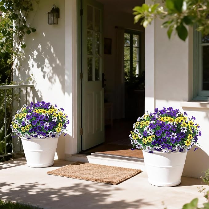 Artificial Flowers for Outdoor Faux Flower Spring Decoration, 12 Bundles Fake Plants Silk Daisy Bulk UV Resistant Realistic for Outside Porch Patio Balcony Planter Yard Garden Home Decor(Mixed 3)