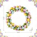 Glitzhome 18" Easter Wreath with Eggs Spring Front Door Decoration Artificial Eggs Wreath for Home Party and Holiday Celebrations