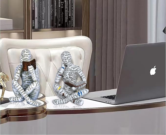 Pulp Reading Women Figurine Decor Thinker Statue Modern Abstract Art Sculpture Resin Collectible Reading Figurines for Living Room Desk Table Bookshelf Shelf Office Desktop Home Decoration (style 4)