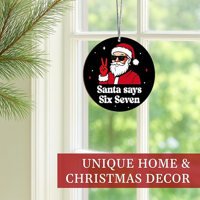 Jabihome Christmas Ornaments 2025, Exchange for Women, Men, Collectible Dated Year Ornaments for Tree, Unique Acrylic Suncatcher, Printed Stained Glass Effect Decor (Santa Black)