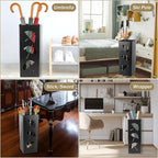 Metal Umbrella Holder, 16.5x6.3x6.3inch Square Free Standing Umbrella Rack Decorative Umbrella Holder Bin Multipurpose Walking Sticks Holder for Umbrella Cane Entryway Home Office (Style B)
