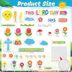 HIQINLUG Religious Christian Classroom Bulletin Board Set with Lord Spring Theme Elements for Sunday School Bible Classroom Wall Decor