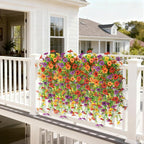 Homsunny Artificial Hanging Flowers for Outdoor, 8PCS Fake Flowers Faux Silk Daisy with Eucalyptus Leaves, UV Resistant Aritificial Outdoor Flowers for Spring Home Patio Balcony Yard Porch Decor