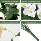 Faux Bougainvillea Artificial Flowers Plants for Outdoors, 4 Bundles Spring Fake Outdoor Flowers Silk Bougainvillea for Outside UV Resistant Realistic for Porch Patio Window Planter Garden Home, White